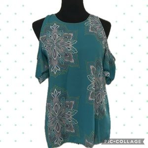Cold-Shoulder Tropical Top by Fourteenth Place